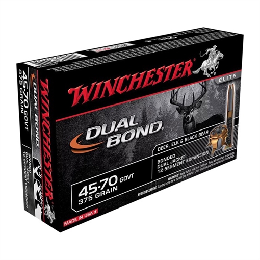 Winchester 45-70 GOVERNMENT 375GR JACKETED HOLLOW POINT 20/BOX S4570DB