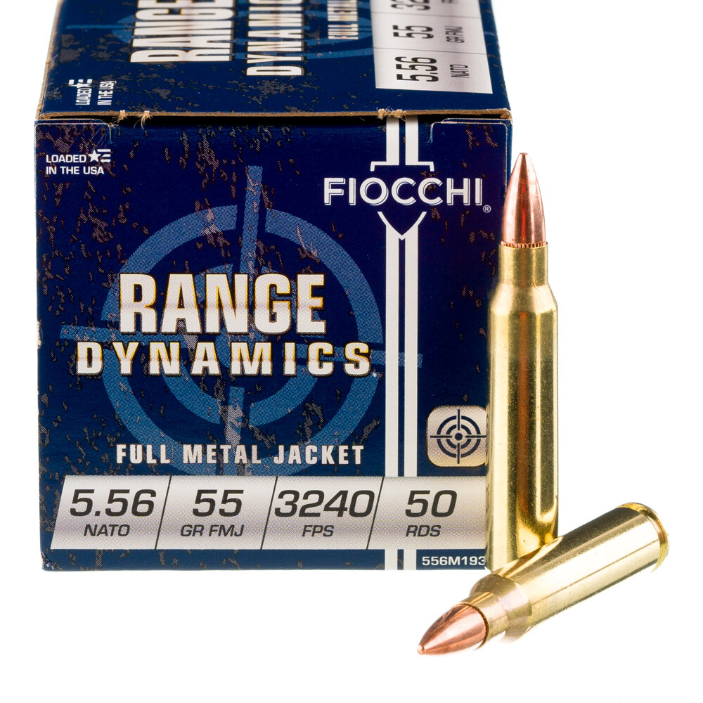 Fiocchi Range Dynamics 5.56 Nato FMJ 55gr 50 RD Box #556M193L