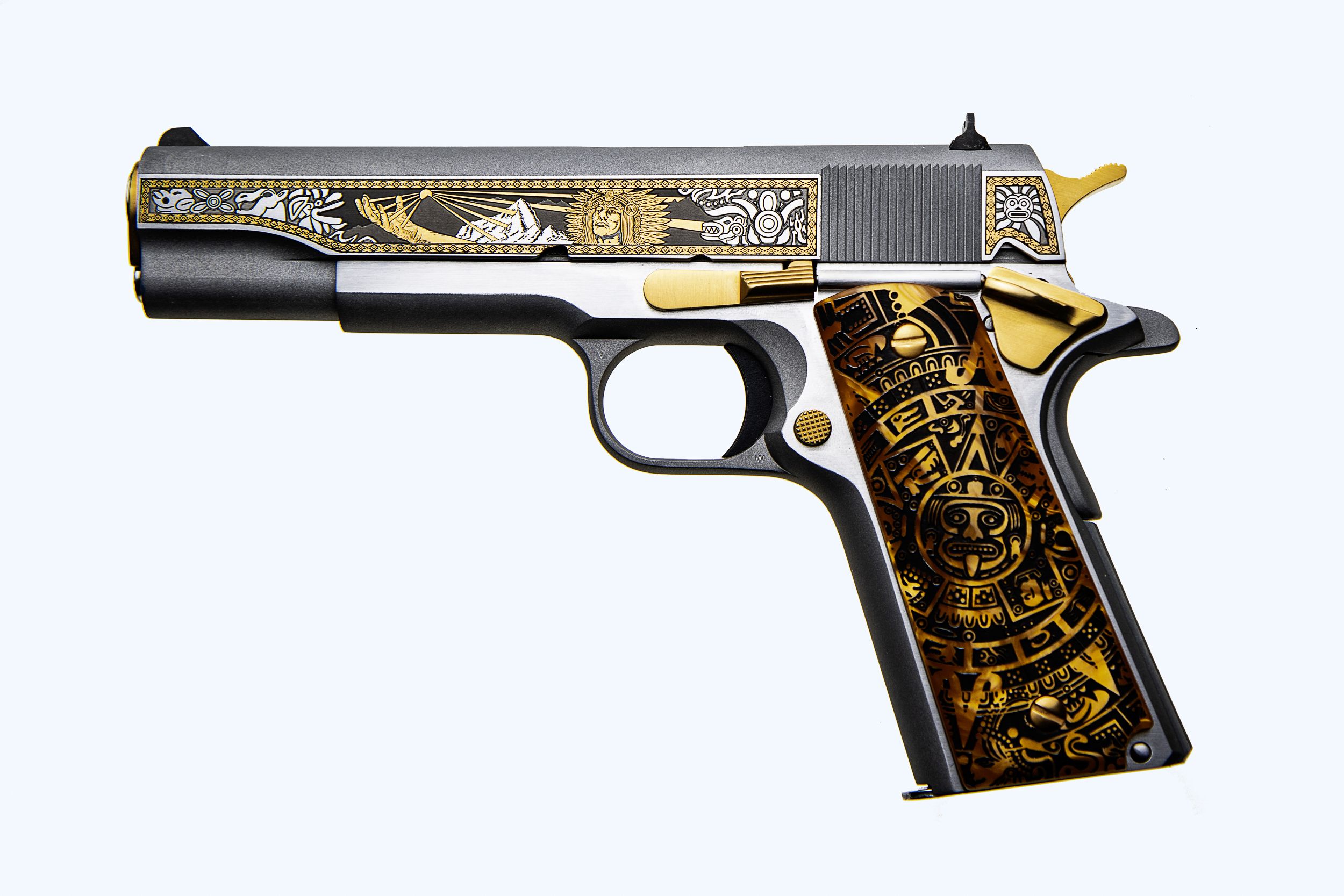 Colt Government Pistol O1911C-SS38-INT, 38 Super, 5in, Solar Flare Kirinite Sun Dial Grips, 9 Rds