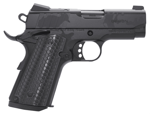 Girsan MC1911SC Influencer, 1911, Semi-Automatic, Metal Frame Pistol, Officer Size, 9MM, 3.4" Barrel, Optics Ready Slide, Steel, Camo Finish, Black, Composite Grips, 3-Dot Sights, Ambidextrous Safety, 7 Rounds, 1 Magazine 391150