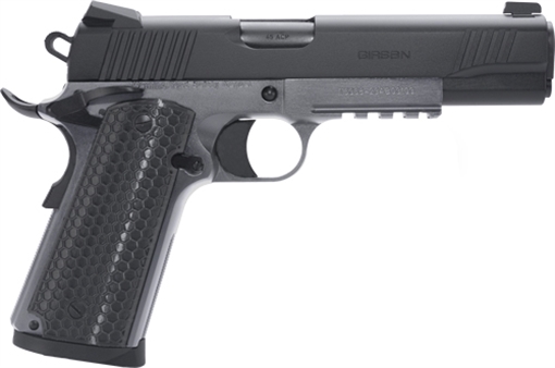 Girsan MC1911S Untouchable, 1911, Semi-Automatic, Metal Frame Pistol, Full-Size, 45ACP, 5" Barrel, Steel, Two Tone Finish, Black and Silver, G10 Grips, 3-Dot Sights, Ambidextrous Safety, 8 Rounds, 1 Magazine 392062
