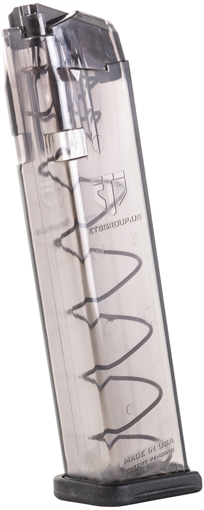 ETS Group Pistol Mags Competition Legal 22rd Extended 9mm Luger Compatible w/ Glock 17 Smoke Polymer SMKGLK922