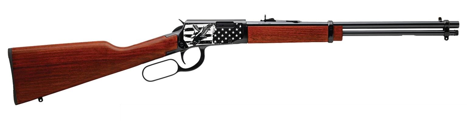 Rossi Rio Bravo Rifle RL22181WD-EN22, 22LR, 18", Hardwood Stock, American Eagle/Flag Receiver, 15 Rds