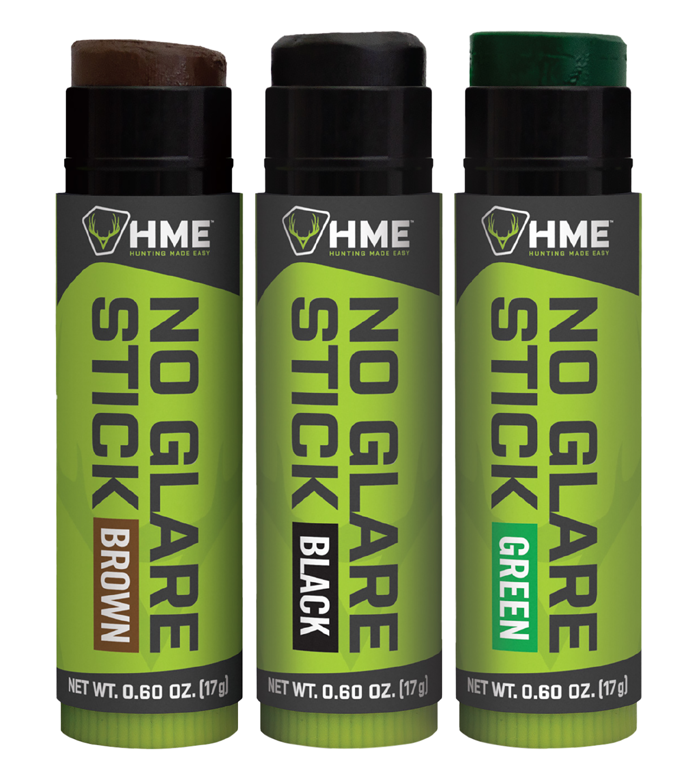 HME Camo Face Paint Kit Black/Brown/Dark Green, Glare-Reducing Sticks, HME-STK-3PK