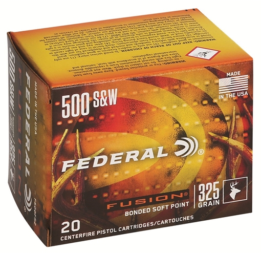 Federal Fusion Handgun 500S&W Mag 325gr Fusion Soft Point 20 Per Box/10 Case F500FS2