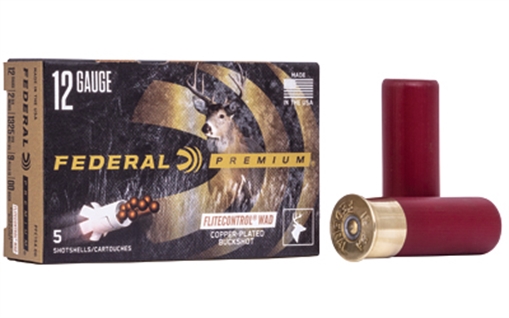 Federal Premium, FLITECONTROL WAD, 12 Gauge 2.75", 00 Buck, Buckshot, 9 Pellets, 5 Round Box PFC15400 PFC154 00