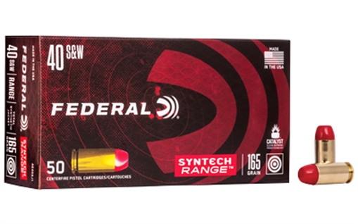 Federal American Eagle Syntech Range 40S&W 165gr Total Syntech Jacket Flat Nose 50 Per Box/10 Case AE40SJ1