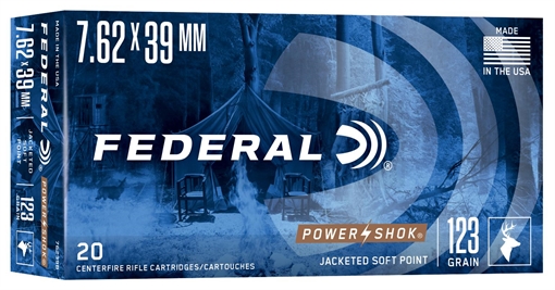 Federal Power-Shok 7.62x39mm 123gr Jacketed Soft Point 20 Per Box/10 Case 76239B