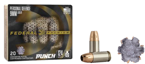 Federal Punch 9mm 124gr, Personal Defense , Jacketed Hollow Point, 20rd Box
