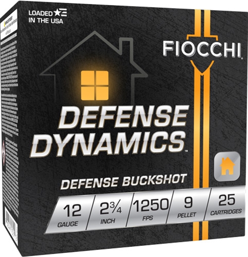 FIOCCHI HOME DEFENSE AMO 12GA 2.75 IN O BUCKSHOT 9 PELLET 25RDS ( 10 BOXES PER CASE ) 12EX9P