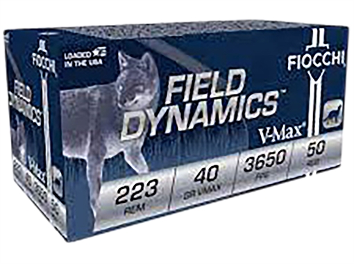 Fiocchi Field Dynamics 223Rem 40gr Hornady V-Max 50/4 *Sold as case 223FHVB