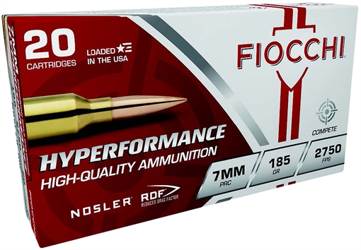 Fiocchi Hyperformance Match 7mmPRC 185gr Nosler Reduced Drag Factor 20 Per Box/10 Case 7PRCRD