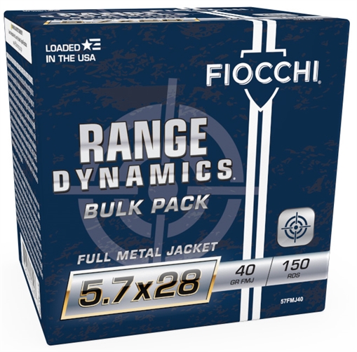 Fiocchi Range Dynamics 5.7x28mm 40gr Full Metal Jacket 150 Per Box/3 Case *Bulk 57FMJ40