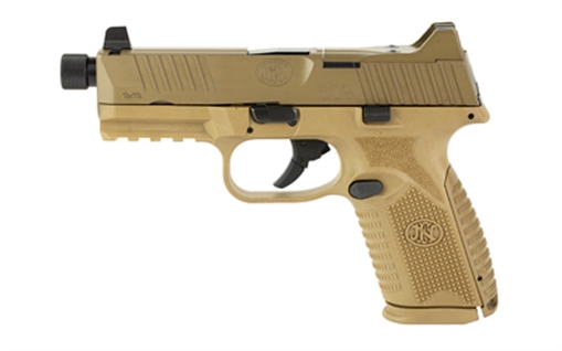 FN America FN509M Tactical, Striker Fire, Semi-automatic, Polymer Frame Pistol, Mid-Size, 9MM, 4.5" Threaded Barrel, PVD Finish, Flat Dark Earth, Interchangeable Grips, Suppressor Height Night Sights, Non-Manual Safety, 2 Magazines, 10 Rounds, Optics Ready