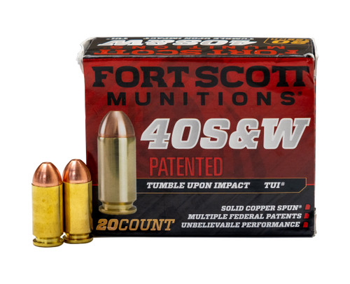 Fort Scott Munitions TUI .40 S&W, 125gr, Solid Copper Spun, 20rd Box