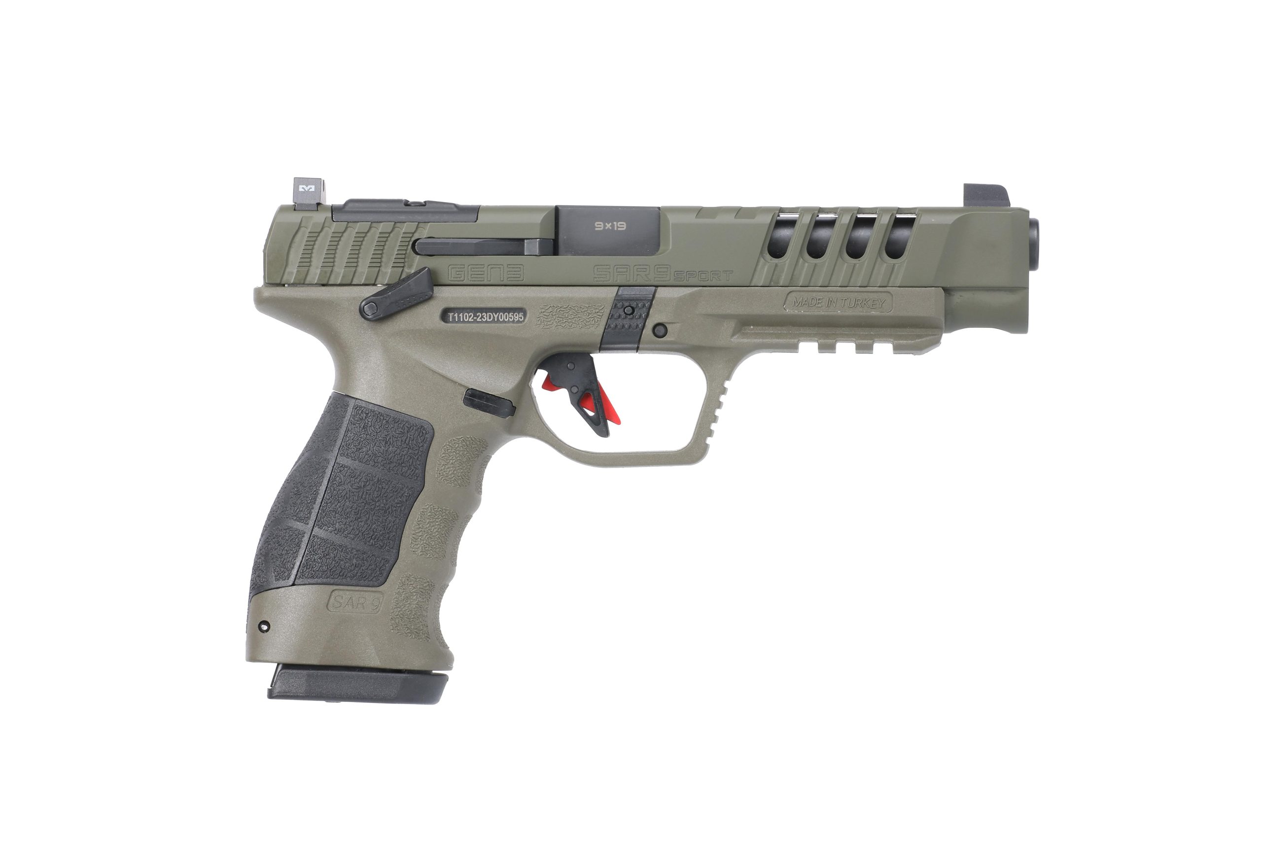 SAR USA SAR9 Sport Gen 3 Pistol SAR9SPTG3OD, 9mm, 5.2in, OD Green Polymer Grips, 19 Rds