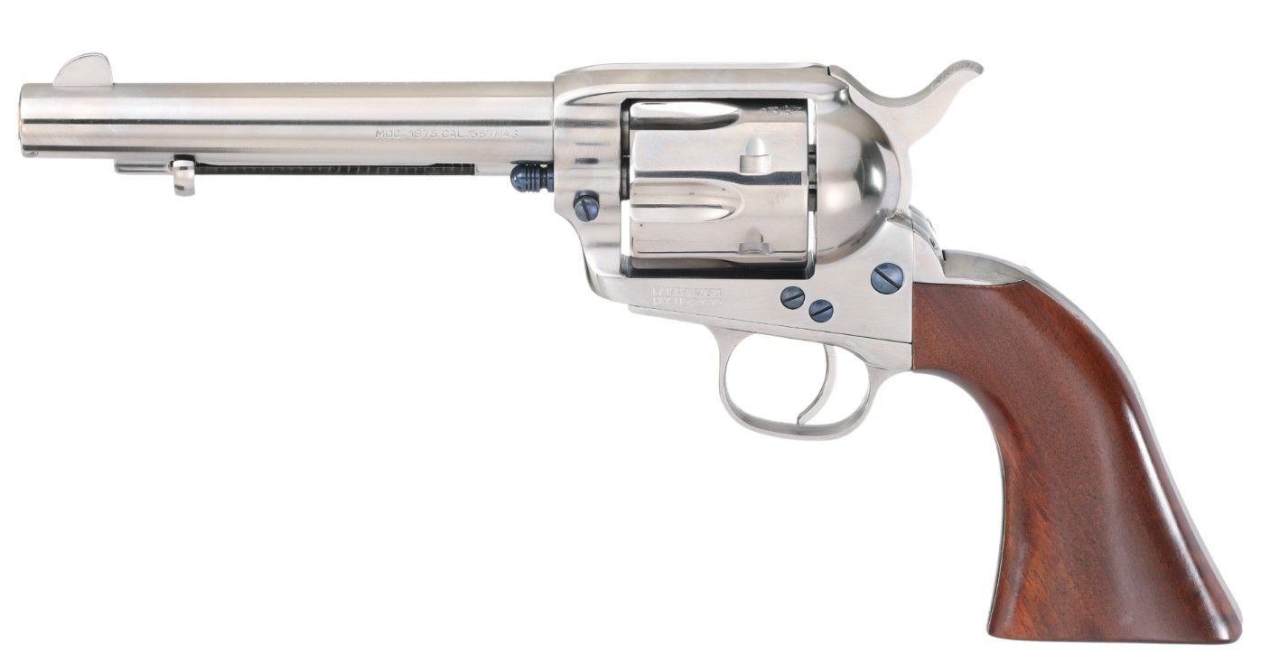 Taylors Gunfighter Revolver 555165, 357 Magnum | 38 Special, 5.5in, Walnut Grips, Nickel Plated, 6 Rds