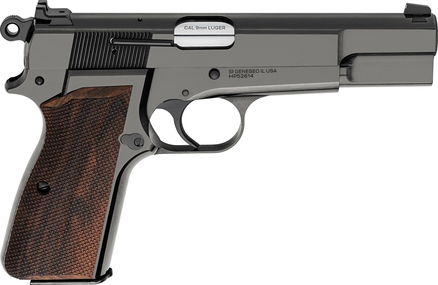 Springfield SA-35 Pistol HP9202, 9mm, 4.7", Wood Grips, Polished Gloss Blued Finish, 15 Rds