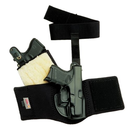 Galco Ankle Glove Size Fits Ankles up to 13" Black Leather Hook & Loop Compatible w/Glock 26/27 Gen3-5/Glock 33 Right Hand AG286B