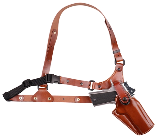 Galco Great Alaskan Chest Holster Fits Chest Up To 54" Tan Leather Shoulder/Torso Strap Fits Springfield XDM Elite Right Hand GA880R