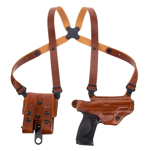 Galco Miami Classic Shoulder System Size Fits Chest Up To 56" Tan Leather Fits Beretta 92F/FS Fits Taurus PT100 Fits Taurus PT101 Right Hand MC202