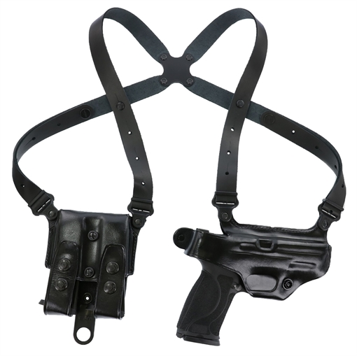 Galco Miami Classic Shoulder System Size Fits Chest Up To 56" Black Leather Compatible w/Glock 19 Gen1-5/17 Gen1-5/22 Gen2-5 Right Hand MC224B