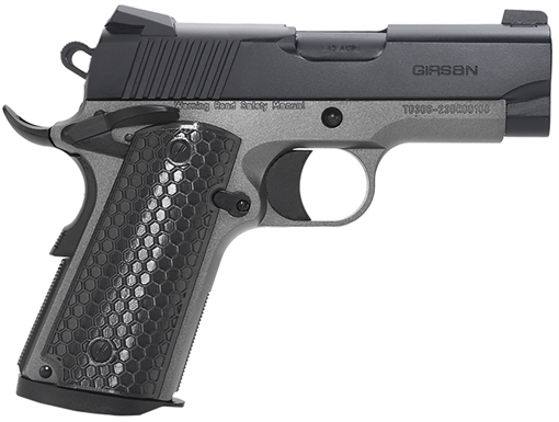 Girsan MC1911SC Untouchable, 1911, Semi-Automatic, Metal Frame Pistol, Officer Size, 9MM, 3.4" Barrel, Steel, Two Tone Finish, Black and Silver, G10 Grips, 3-Dot Sights, Ambidextrous Safety, 7 Rounds, 1 Magazine 392067