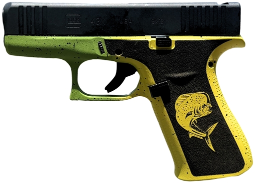 Glock G43X Sub-Compact Frame 9mm Luger 10+1 3.41" Black GMB Barrel, Black nDLC Serrated Steel Slide, Mahi Polymer Frame w/Front Rail & Beavertail, Black Textured Grip, Ambidextrous UX4350204MAHIFR