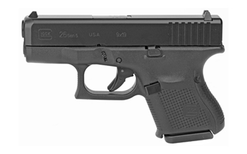 GLOCK 26 Gen5, Rebuilt, Semi-automatic, Striker Fired, Sub-Cmp, 9MM, 3.43, Black, Interchangeable, 10Rd, 3 Mags, Fixed Sights, Polymer, Matte UR26555