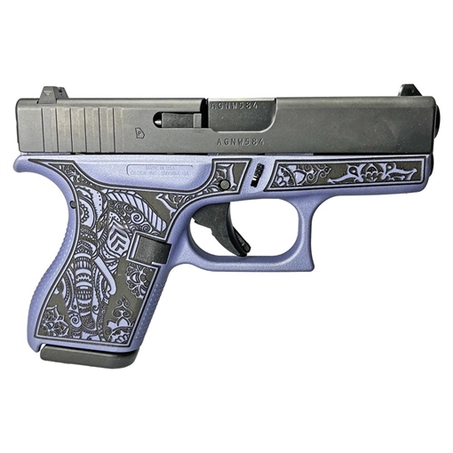 Glock 42 Custom "Elephant Engraved Gray Crushed Orchid" Subcompact Handgun .380 ACP 6/rd Magazines (2) 3.25" Barrel USA UI4250201 MODELECO