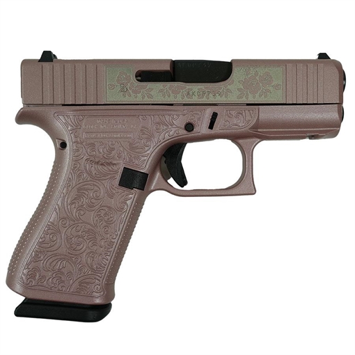 Glock 43X "Glock & Roses" Pink Handgun 9mm Luger 10rd Magazines(2) 3.4" Barrel Accessory Rail USA Made UX4350201FR MODGR