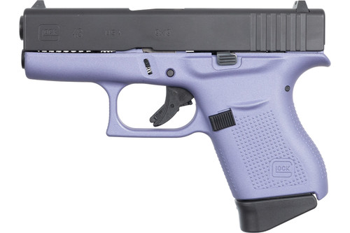 Glock 43 9mm, 3.39'' Barrel, Orchid Cerakote Frame, Black Slide, 6rd