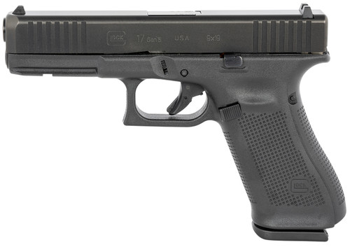 Glock 17 Gen5 9mm, 4.49" Barrel, Fixed Sights, Black, 17rd