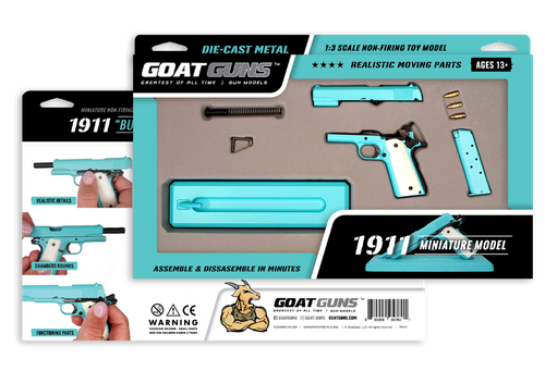 Goat Guns, 1:2.5 Scale Die Cast Metal, 1911 in Tiffany Blue, White Ivory Grips, 3rd