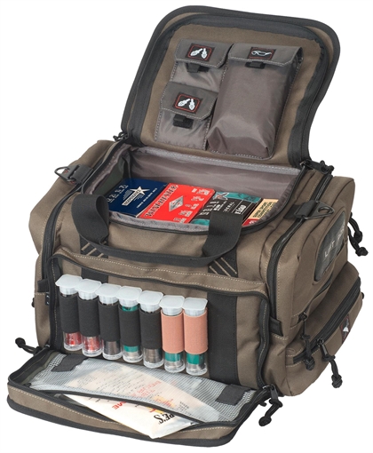 GPS Bags Sporting Clays OD Green Nylon with Lockable Zippers, Storage Pockets, Pull-Out Rain Cover & Visual ID Storage System Holds 8-10 Shot Shell Boxes 1411SC