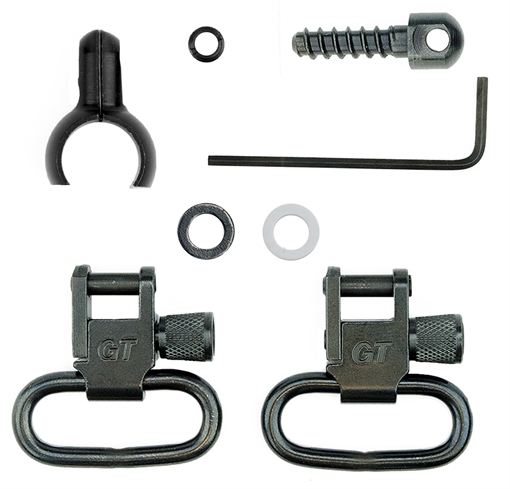 GrovTec , Two Piece Barrel Band, Black Oxide Finish, Black, Includes (2) GT Locking Swivels, (1) Wood Screw Stud, (1) .630 - .675 Clip On Barrel Stud, (2) Washers GTSW43