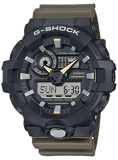 GSHOCK ANLG-DIGTL CNTR BUT LGHT GRN GA710TU1A3CR