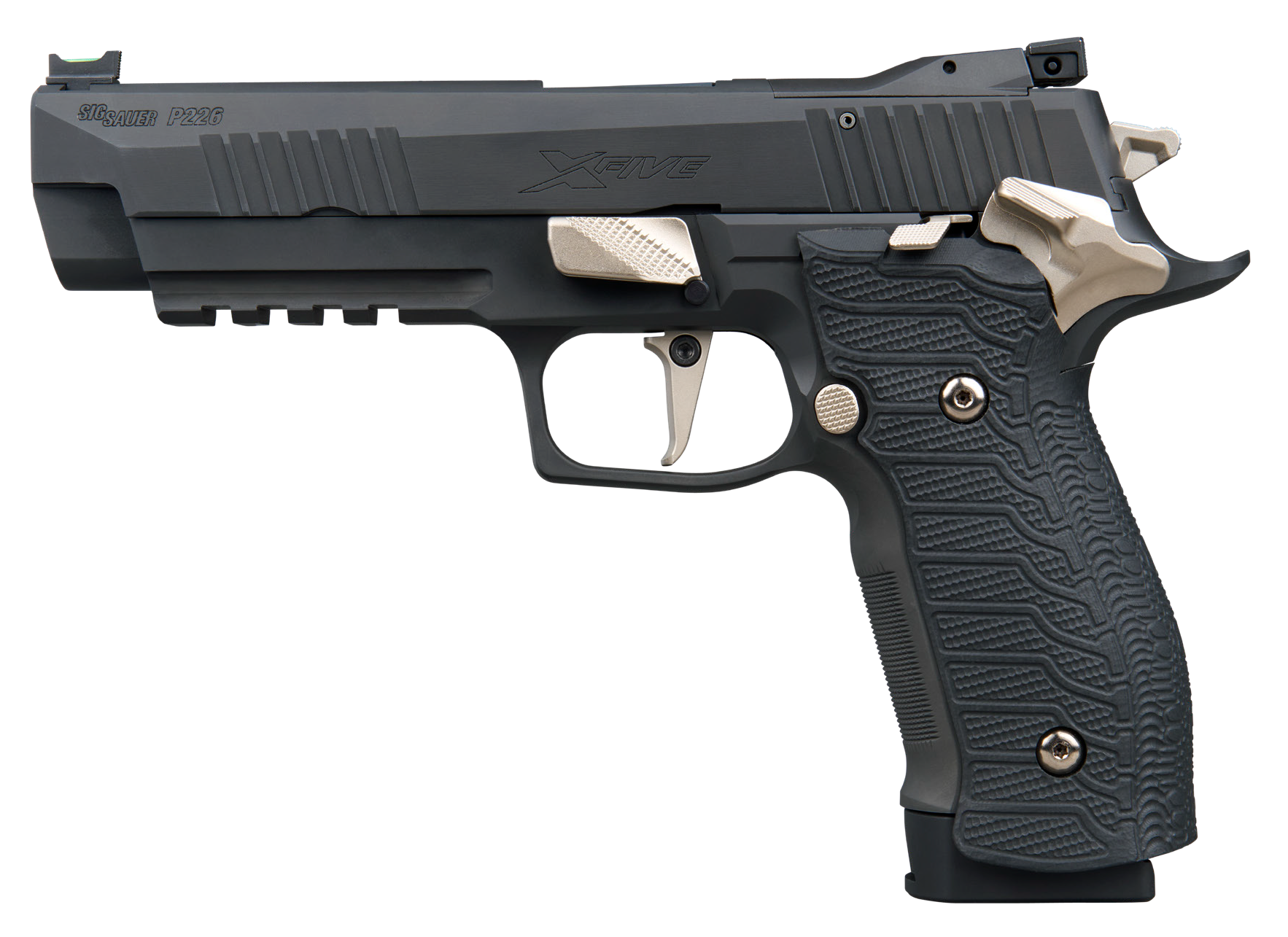 Sigarms P226 XFive Nightmare Optic Ready Pistol 226X59NMRSAO10, 9mm, 5in, Hogue G10 Nightmare Grips, Black Nitron Finish, 10 Rds