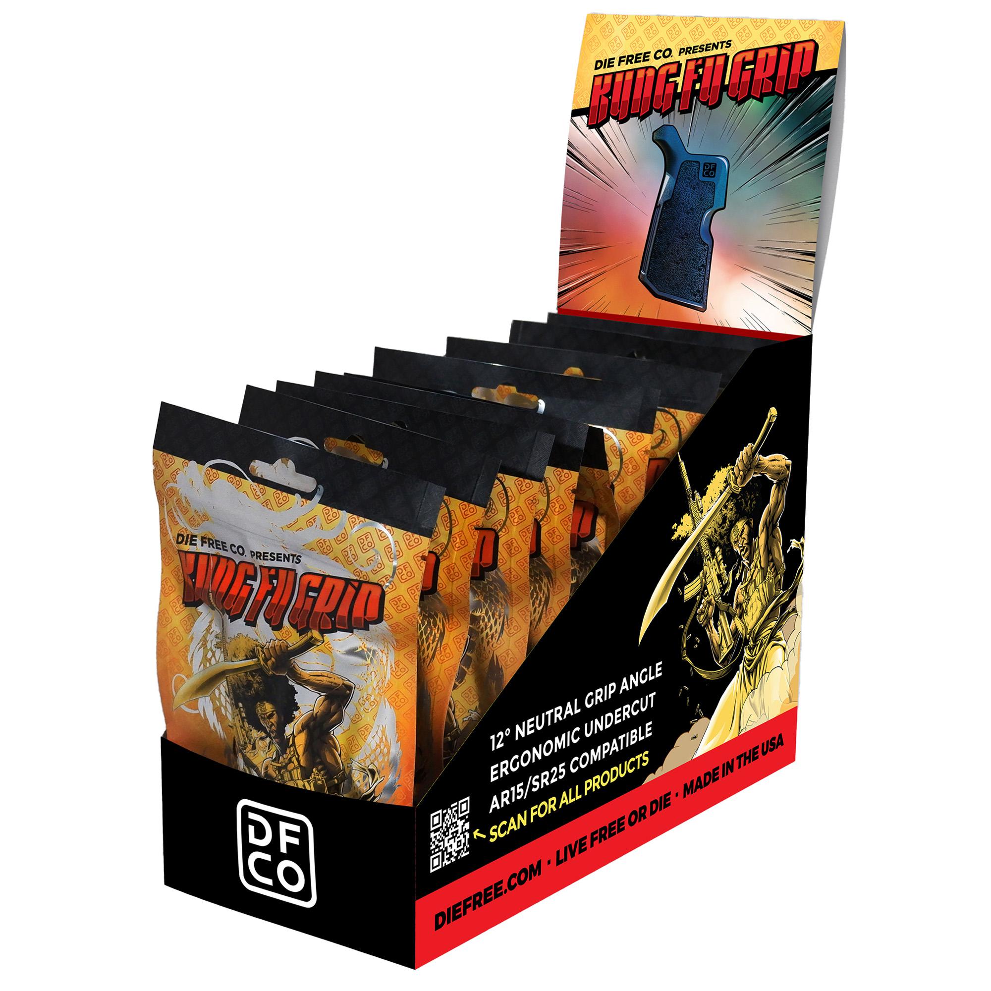 Die Free Co. Kung Fu Grip For AR-15/AR-10, Black, 10 Pack CARTON10KFGBLK