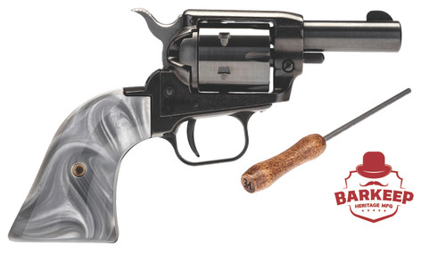 Heritage Barkeep, Single Action, Revolver, 22 LR, 2" Barrel, Alloy, Blued, Gray Pearl Grips, Fixed Sights, 6rd, No Ejector Rod (Includes Separate Ejector Pin with Wood Handle)