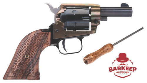 Heritage Barkeep, Single Action, Revolver, 22 LR, 3" Barrel, Alloy, Blued, Vintage-look Wood Grips, Fixed Sights, 6rd, No Ejector Rod (Includes Separate Ejector Pin with Wood Handle)