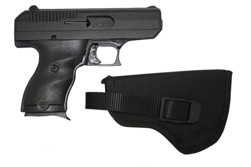 Hi-Point C9 9mm Luger 8+1 3.50" Black Steel Barrel, Black Powder Coated Serrated Slide, Frame & Polymer Grips, Nylon Holster 9NYLOC