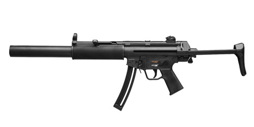 HK MP5-SD Full Size 22 LR 10+1 16.10" Black Steel Barrel. Black Retractable Black Polymer Stock & Grips
