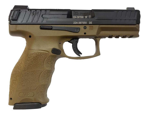 HK VP9B, 9mm, 4.09" Barrel, Flat Dark Earth Frame, Black Slide, Night Sights, 17rd