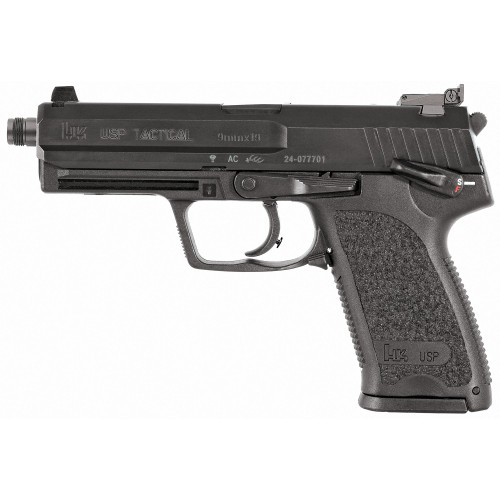 HK USP9 Tactical V1 9mm, 4.86" Barrel, Night Sights, Decocker, Black, 15rd