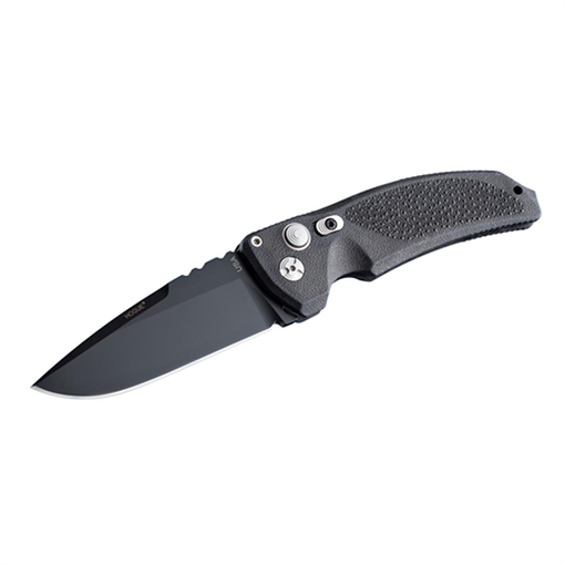 Hogue EX-A03 3.5" Automatic Folder: Black Cerakote Drop Point Blade Matte Black Polymer Frame 034330
