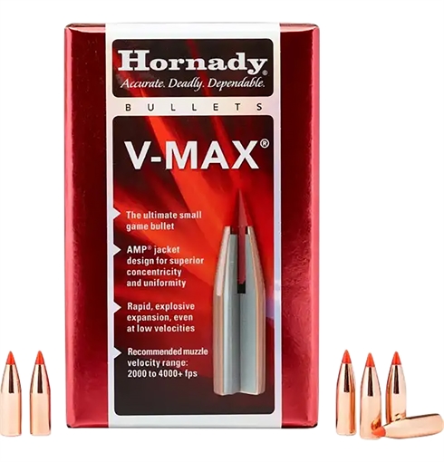 Hornady V-MAX 6MM CAL. (0.243'') 75GR POLYMER TIP BOAT TAIL 100/BOX 22420
