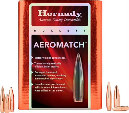 Hornady Aeromatch Rifle Bullets SEQUENTIAL .22 Cal .224" 77 gr (1-9") HPBT W/C 500/ct 227771