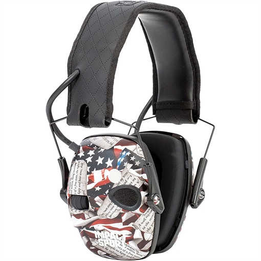 Howard Leight Impact Sport Bluetooth Small Earmuff - 2nd Amendment Black Diamond Pattern Band 21dB NRR R-02546