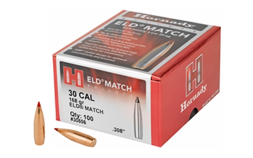Hornady ELD Match 30 Cal .308 168 gr Extremely Low Drag Match 100 Per Box/ 15 Case 30506